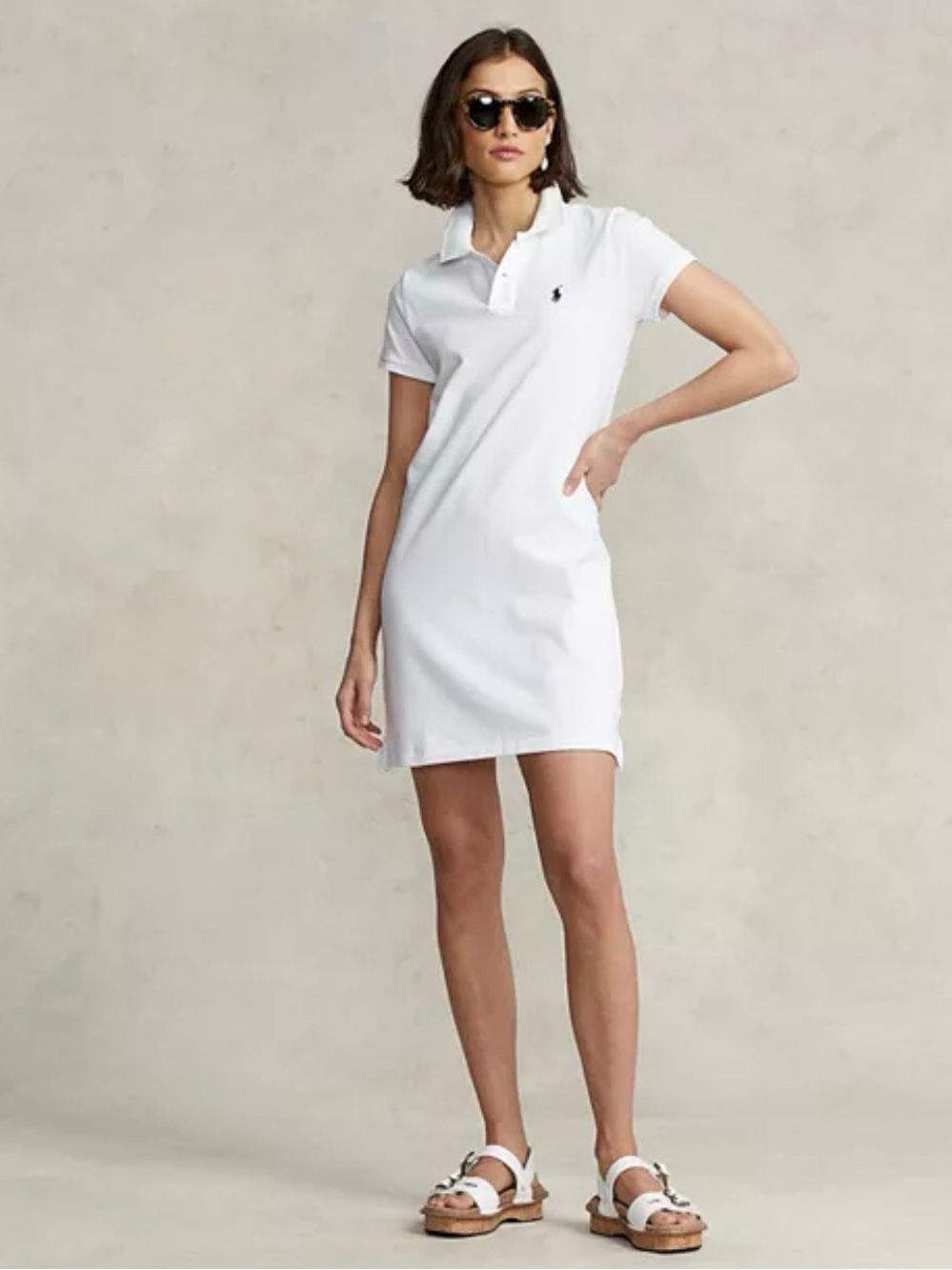 Polo by Ralph Lauren White Short-Sleeve Pique Polo with Navy Embroidered Pony